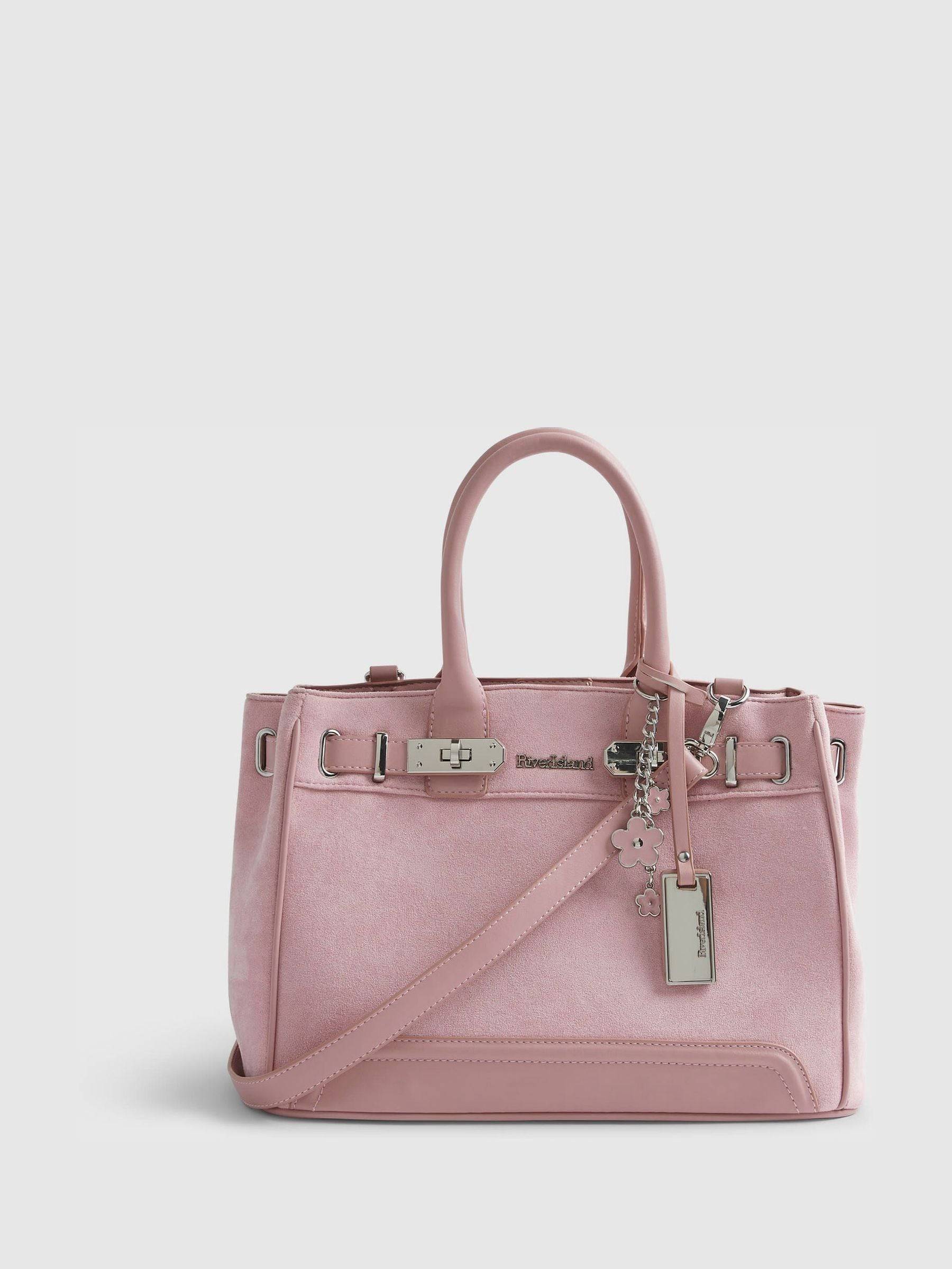 River Island River Island Pink Soft Lock Front Tote Bag
