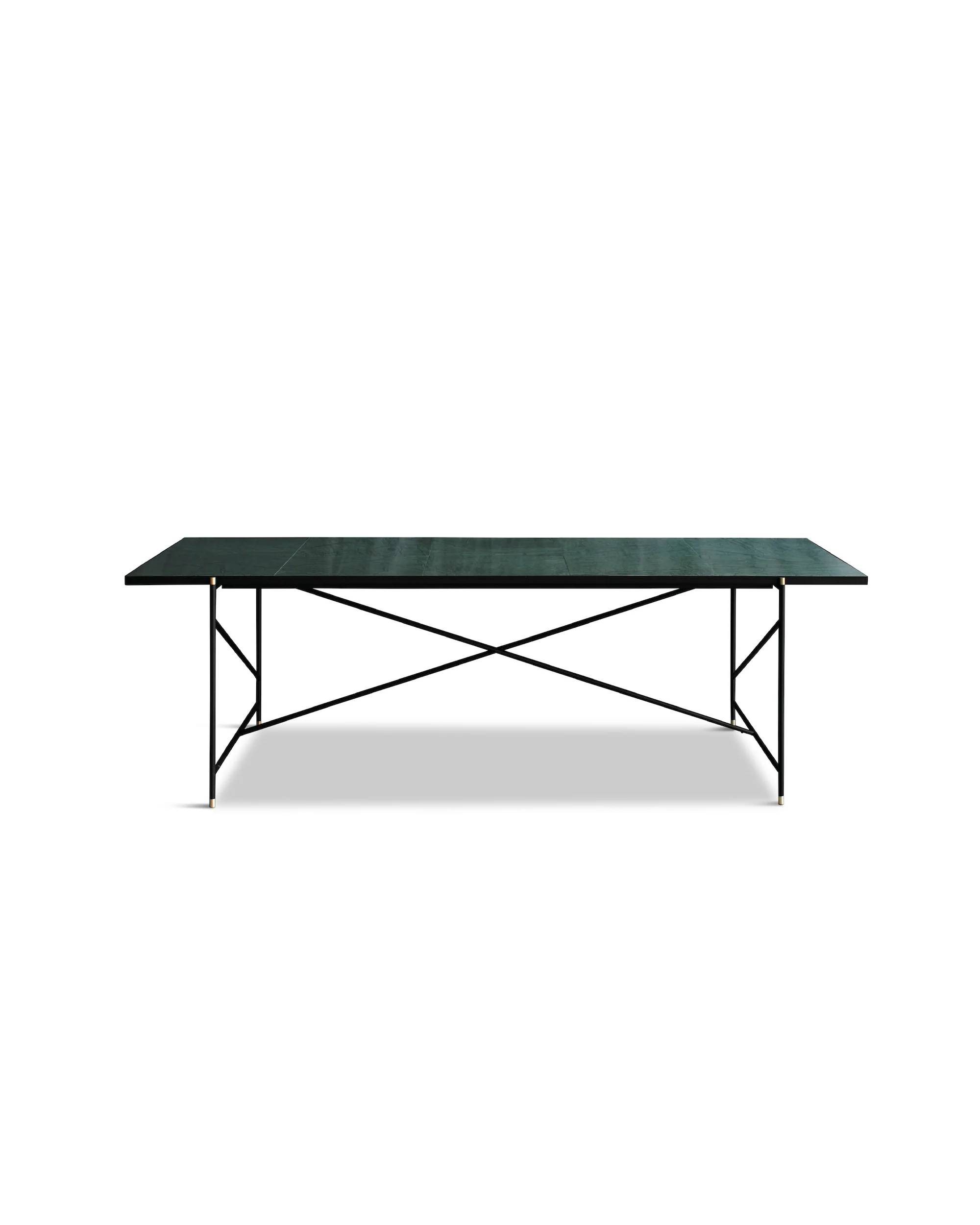 HANDVÄRK DINING TABLE BRASS FRAME GRØN - 230
