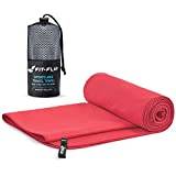 Fit-Flip microfiber handduk - kompakt, ultralätt och snabbtorkande microfiberduk – en perfekt resehandduk, sporthandduk och strandhanduk – handdukar för camping (90x180cm korallröd)