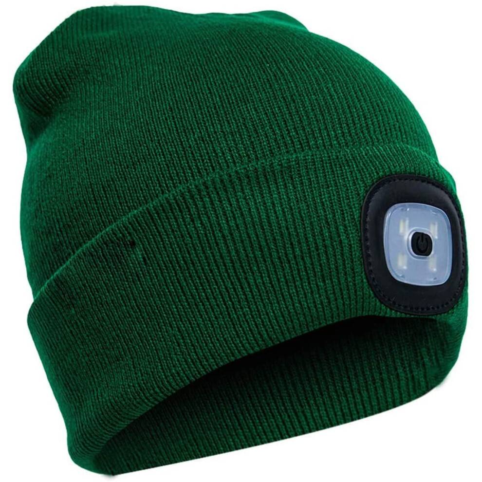 LED Beanie Hat USB Genopladelig 4 LED Varm Strikket Vinter