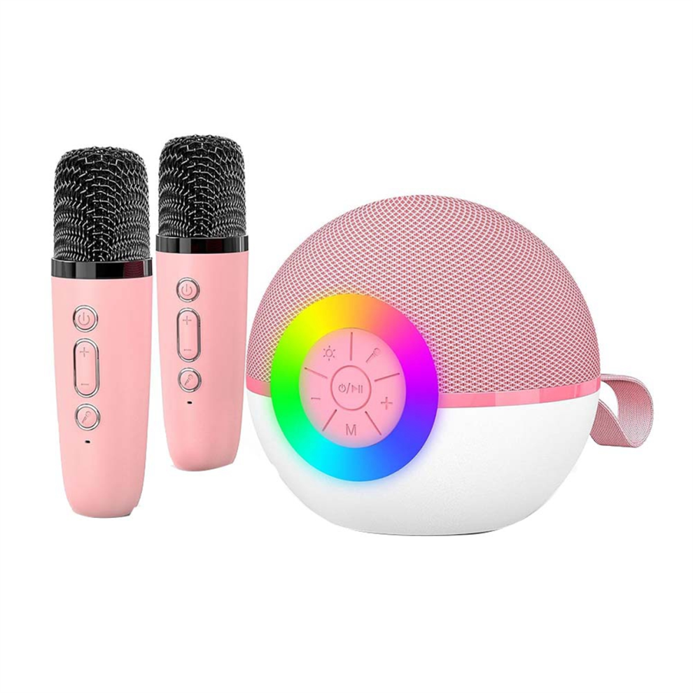 Mini Karaoke-maskine med 2 mikrofoner, Bluetooth-mikrofon, sanglegetøj, C