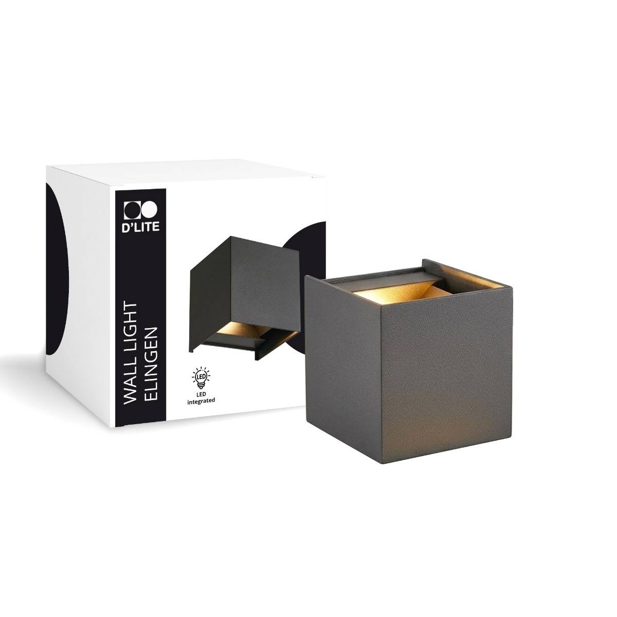 D'Lite Vægbelysning Elingen Sort Up & Down 3W 480lm - 830 Varm Hvid | IP65