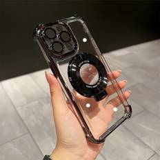TEMU Premium Magnetic Ring Stand Case For Iphone 16, 11, 12, 13, 14, 15 Pro With Transparent Magnetic Bumper