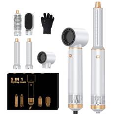 Air Styler 5 in 1 1000w Haarfön Föhnbürste, 30mm Air Curler, Abnehmbare Haar Styler Werkzeuge zum Trocknen Curling Richten, 3 Windgeschwindigkeit und Temperatur (mit Handschuh)