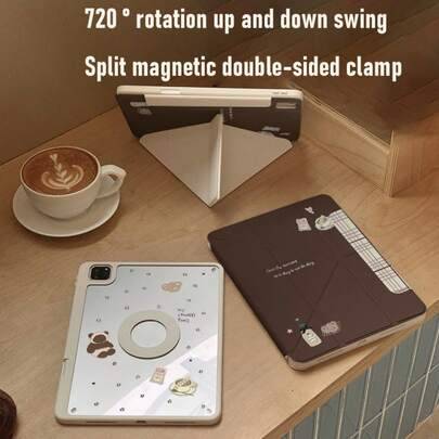 Ins-stil minimalistiskt brunt skyddsfodral för surfplatta med valpmönster, 3-i-1 avtagbart magnetiskt skal, kompatibelt med Apple Pro 2025 ny modell, (Multi-size)