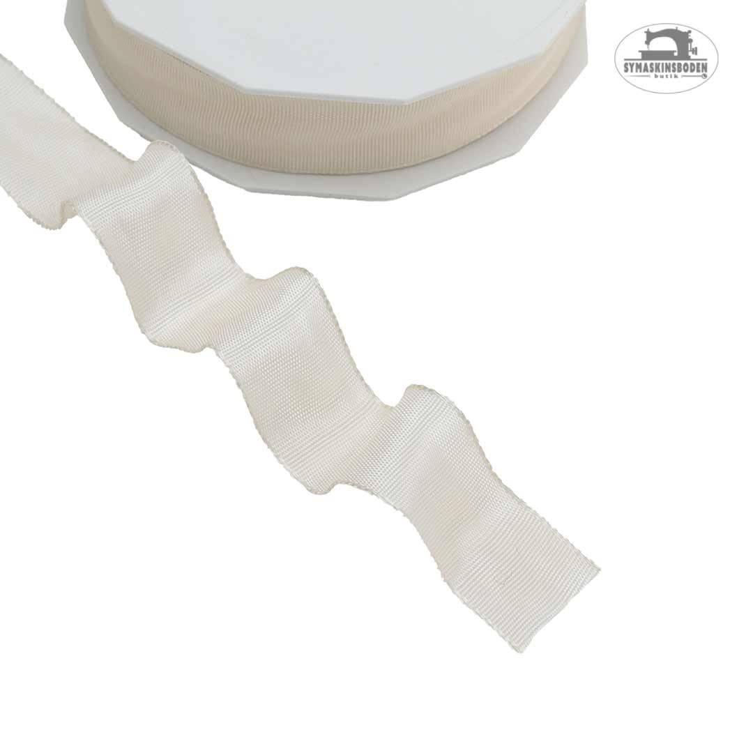 Satinband med stålkant 25 mm naturvit