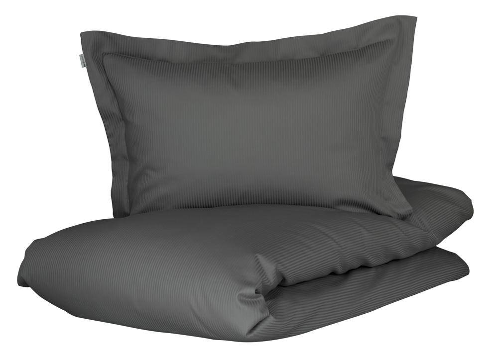 Baby sängkläder 70x100 cm - 100% ekologisk bomullssatin - Mörkgrå jacquardvävda ränder - Grå (70x100 cm)