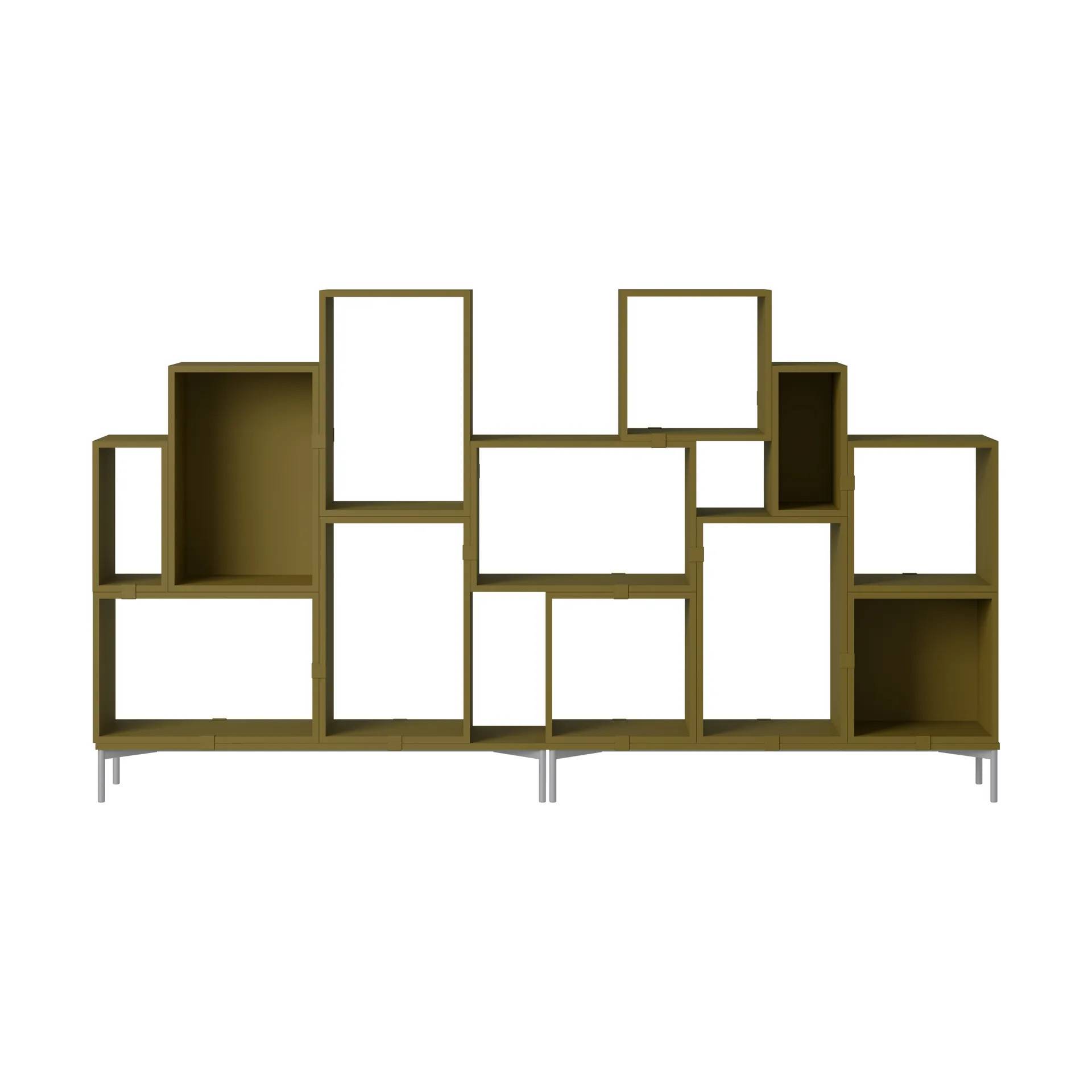 Muuto Stacked förvaringssystem bokhylla konfiguration 3 Brown green