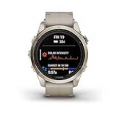Garmin Fenix 7S Pro Safir Solar Edition Smartwatch med band, 42 mm fodral, mjukt guld/kalksten, Mjukt guld/kalksten, Modern