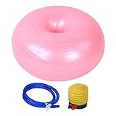 XIASABA 50 cm PVC Rosa Donut Form Tjock Anti-explosion Uppblåsbar Sittövning Yogaboll Donutboll Uppblåsbar träningsboll