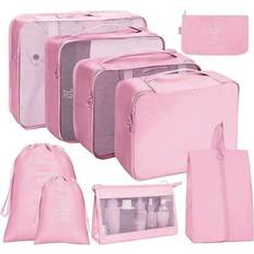 9pcs Travel Portable Luggage Packing Boxes College Dorm Essentials, Stuff Bag Clothes Storage Clothes Organizer Travel Organizer Bag Set Travel Storag - Pink