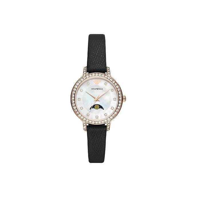 Emporio Armani Watch Quartz Movement Leather Strap 35Mm White Dial Women watches AR11514 Regular Watch Box,White Dial