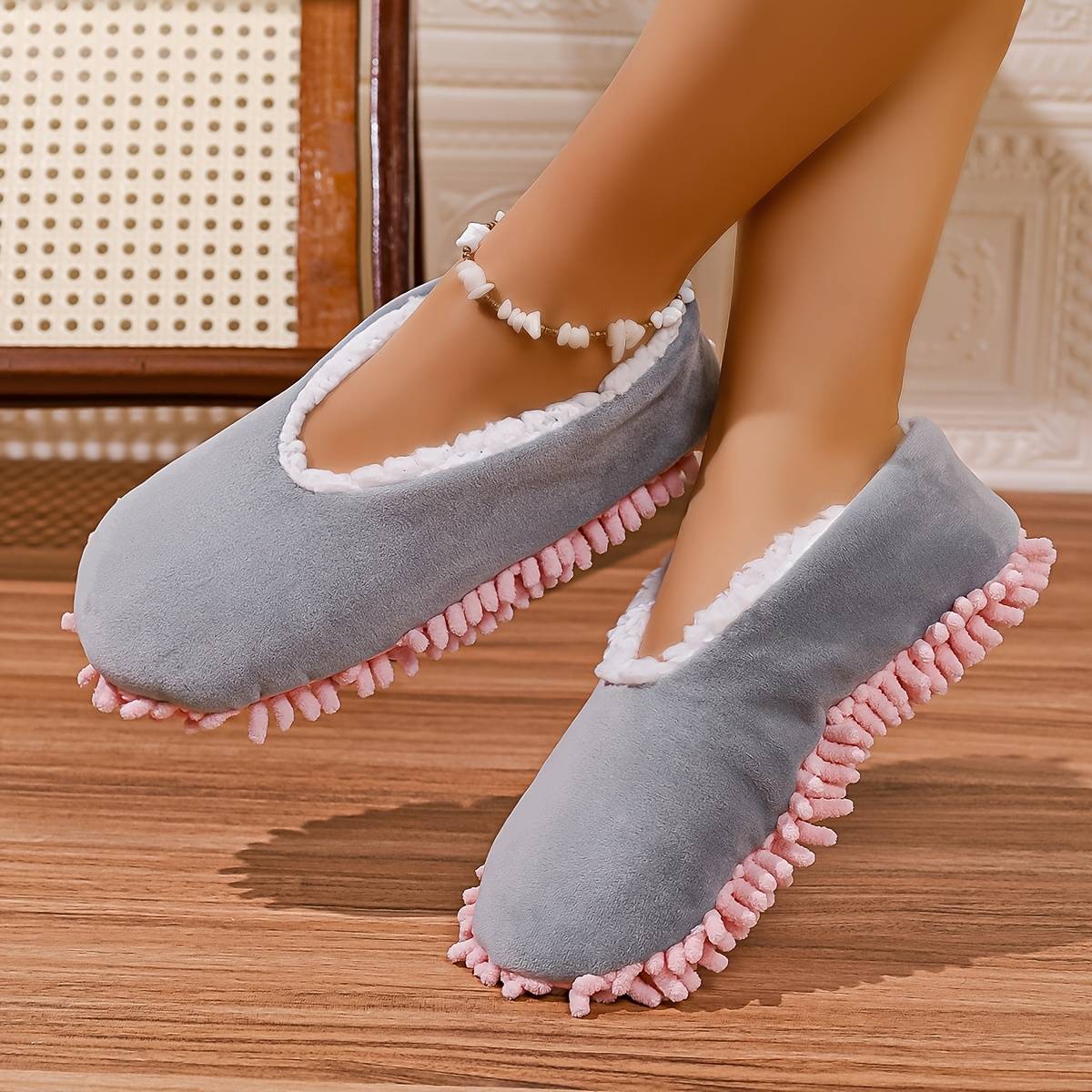 Washable Chenille Lazy Mop Slippers - Non-electric Floor Dusting Mop Cover, Suitable For Home Cleaning - Mop Head Shoes, For Living Room, Bedroom, And Bathroom, Women Shoes