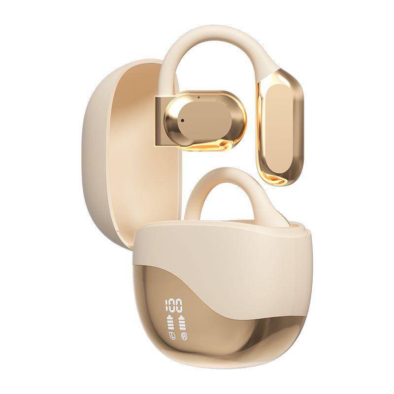 TWS Högkvalitativa Trådlösa Hörlurar Öronhängande Bluetooth-hörlurar Öppen Benledning Lång Räckvidd Sport Musik OWS Hörlurar vit