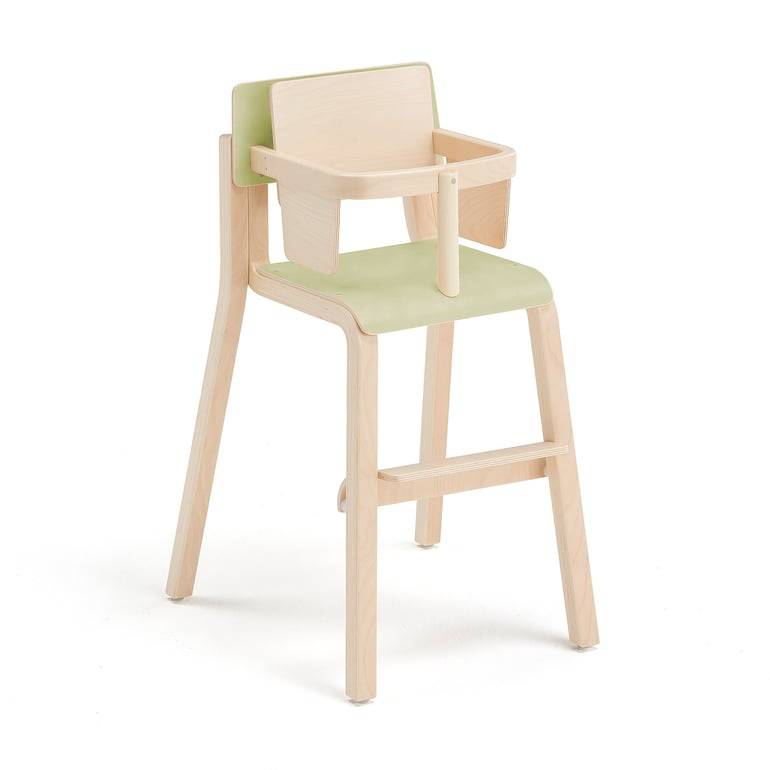 Hög barnstol DANTE, med bygel, höjd: 500 mm, laminat, björk/grön