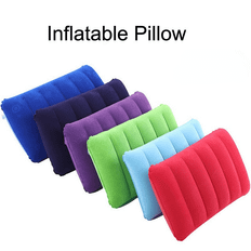 TEMU 1pc Pvc Flocked Inflatable Nap Pillow, Sleeping Pillow, Pillow, Travel, Outdoor Inflatable Pillow, Camping Sleeping Pillow
