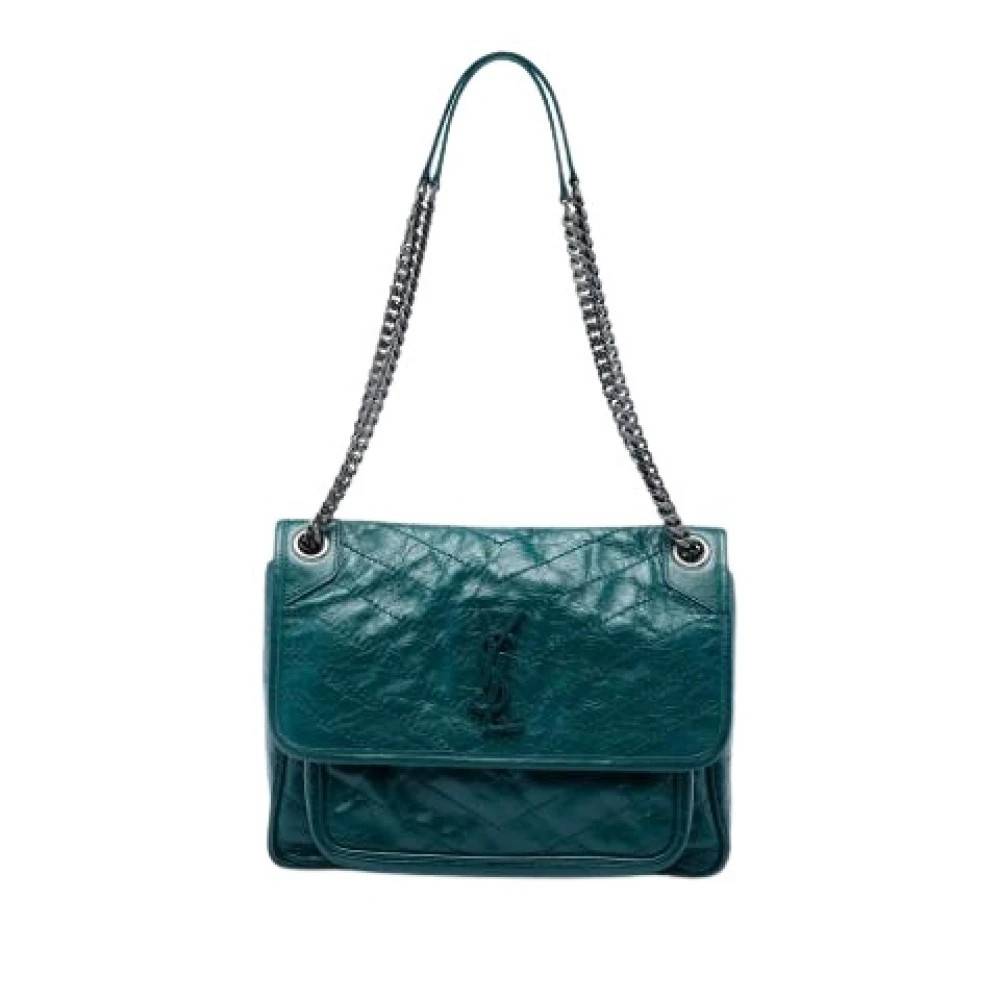 Yves Saint Laurent Vintage Pre-owned Niki Skuldertaske - Vintage - Dame - Grøn - ONE SIZE - Uld