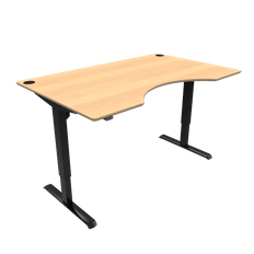ConSet hæve sænkebord 501-33 - Bøg med bue - Sort, 100x160 - ConSet