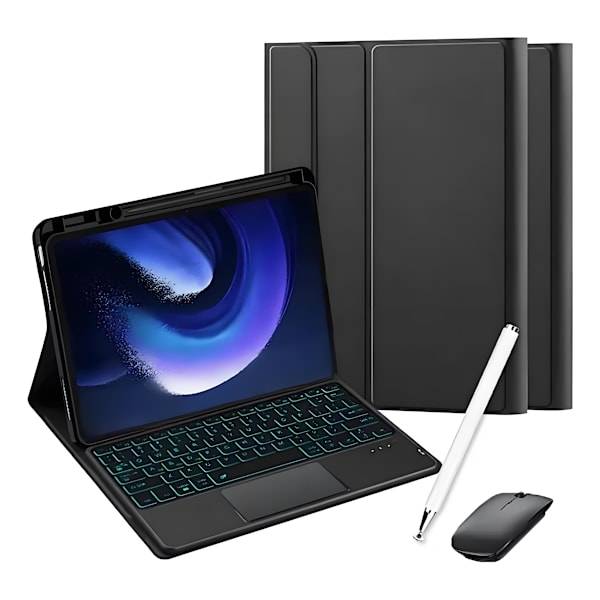 Bluetooth Tangentbordsfodral med Pekplatta & Bakgrundsbelysning - Kompatibelt med Xiaomi Pad 6/6 Pro (11-tum) - Svart