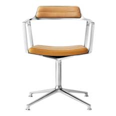 Vipp 452 Snurrstol Med Fötter - Polerad Aluminium/Sand Läder