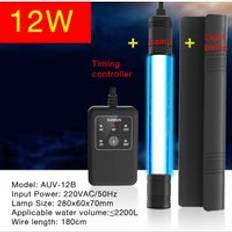 Akvarium uv desinfektionslampa akvariesterilisator bakteriedödande belysning med tidstät vattentät ljus akvariesterilisatorlampa - Auv -12a 12w