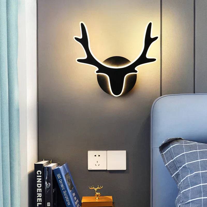 LuminousDream – Modern LED Vägglampa för Atmosfär - Schijf Hertenkop Zwart / Trikolor Ljus