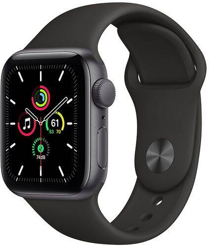 Apple Watch SE Aluminium 40 mm (2020) | WiFi + Cellular | rymdgrå | Sportband svart S/M + M/L