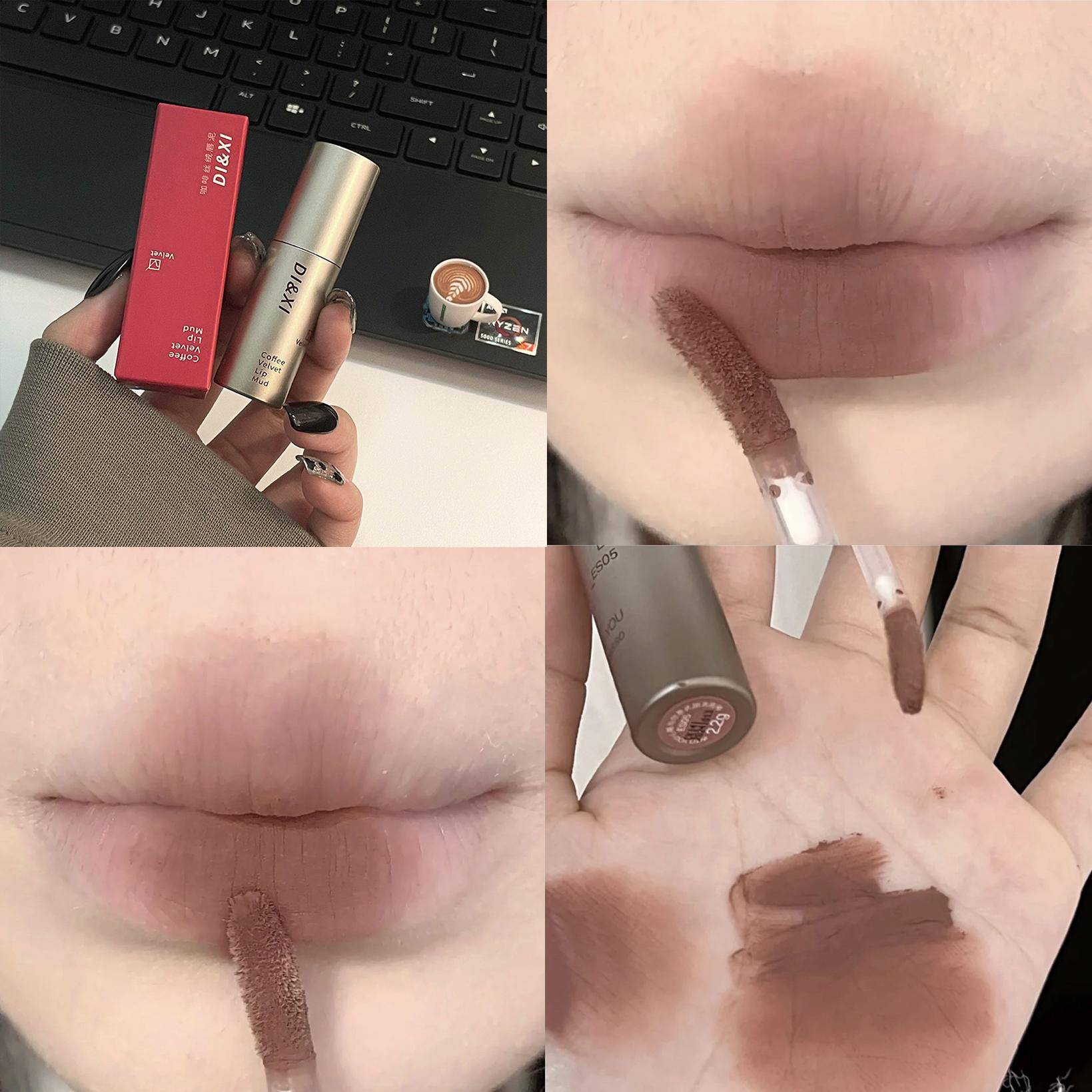 Matt sammetsläppglans vattenfast flytande läppstift Nude Lips Tint Lip Mud Lip Makeup Lip Glaze Cosmetics