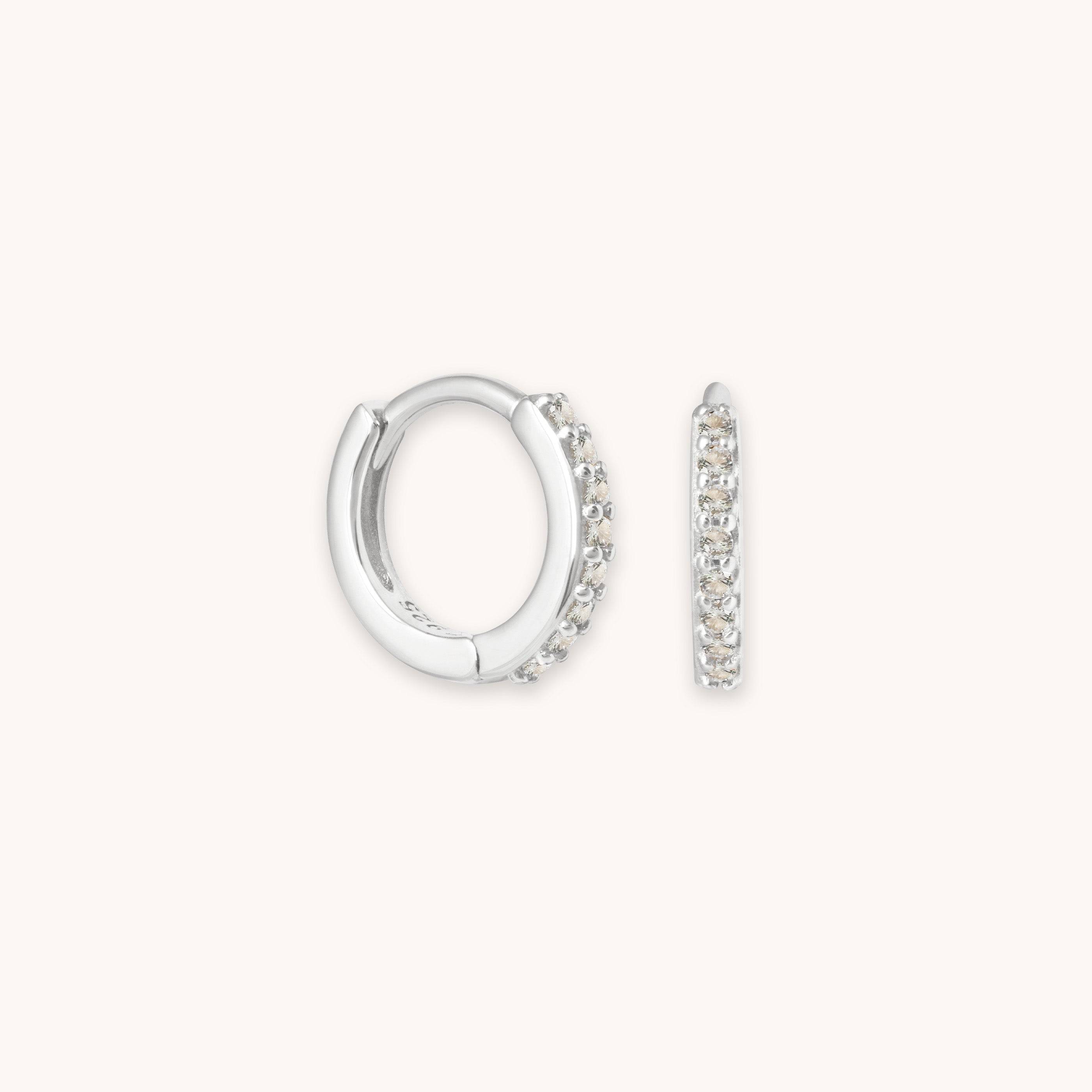 March Aquamarine Cz Birthstone Huggies in Silver | 7mm | Jewellery by Astrid & Miyu