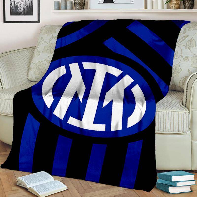 Inter FC Crest Tryckt Pläd Filt Mjuka Flanellfiltar för Soffa Säng Gåvor för Män Kvinnor Picknickfilt Julklappar