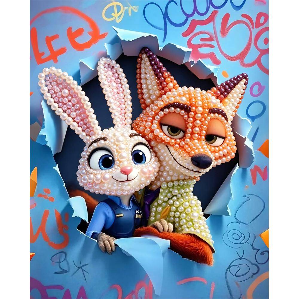 Disney DIY Pearl Painting Judy and Nick Decorative Painting Creative Ornaments Friends Gifts Desktop Furnishings Home Decoration 30x40