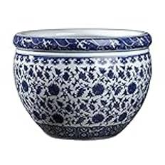 Keramisk växtkruka inomhus Blå och vit porslinsblomma Keramisk kruka Stor vintage orientalisk kruka Handtryckt växtkruka Dekorativ blomkruka utomhus