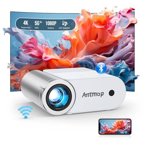 Mini 4K 1080P videoprojektorstativ, bärbar videoprojektor med WiFi och Bluetooth 5.4, bioprojektorer för utomhusbruk, videoprojektorer med högtalare (VF320)