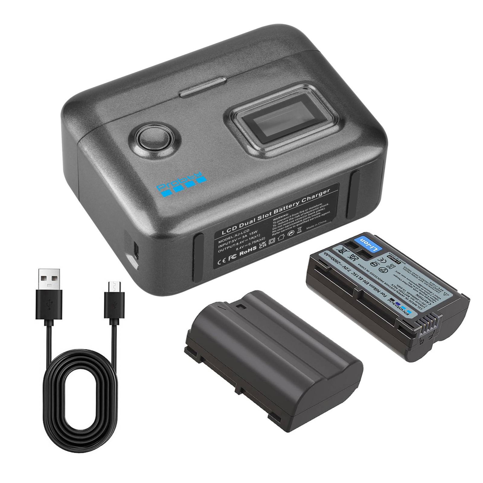 EN-EL15c EN-EL15 Rechargeable Battery And Fast 2-Slot Charger For Nikon Z8 ZR Z7II ZF Z6III Z7 Z6II Z6 D850 D810A D7500 D750