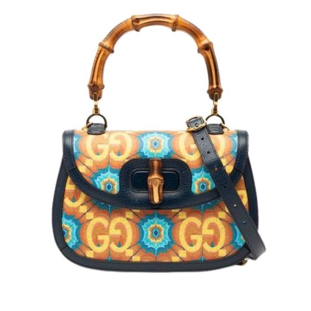 Gucci Vintage Pre-owned Bamboo Satchel - Vintage - Dame - Flerfarvet - ONE SIZE - Uld