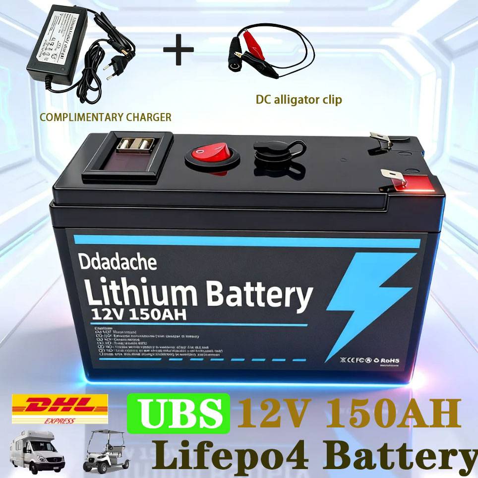 Lithium 12V 150Ah LiFePO4 Deep 4000+ Cycles Battery Rechargeable Battery for Lighting,Power Wheels ,Solar/Wind Power,Small UPS
