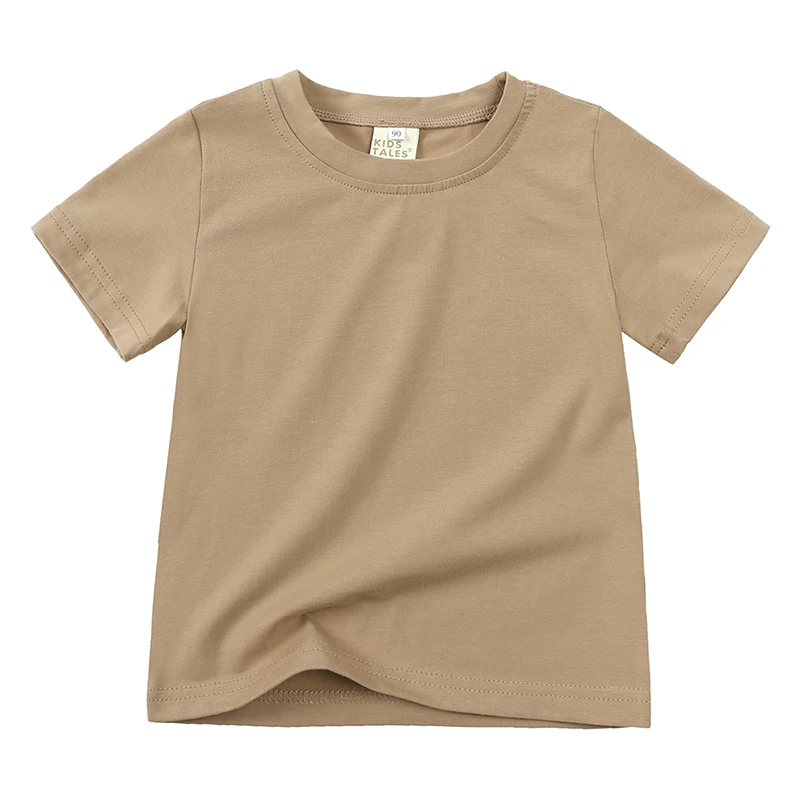 ComfyWear – Praktiskt & avslappnat – T-shirt med korta ärmar Khaki / Sand / 90 (12–24 månader) | Pedagogiska Träleksaker (size)