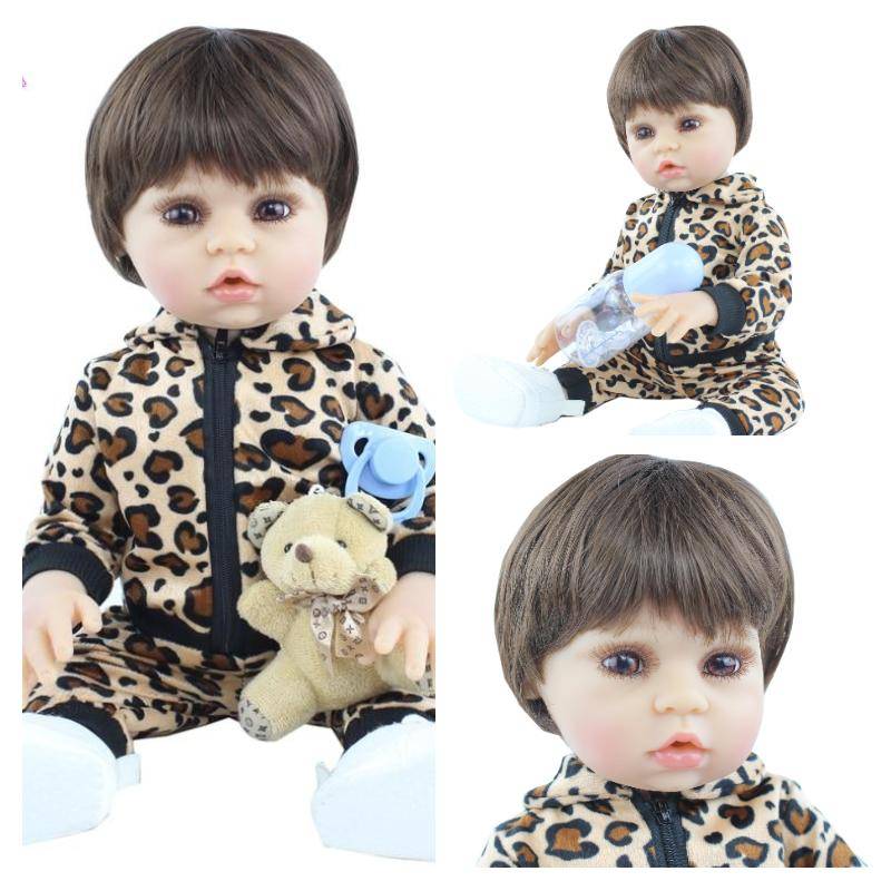 BZDOLL 19-tums helkroppsmjuk silikon Baby Reborn Doll 48cm Realistisk nyfödd BeBe Dolls Pojke Bada leksak Födelsedagspresent Boy-3