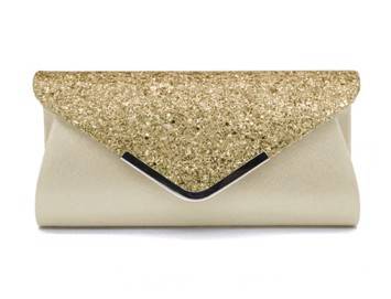 Fest clutch: Golden Ofelia - sød festtaske i guld med glitter.