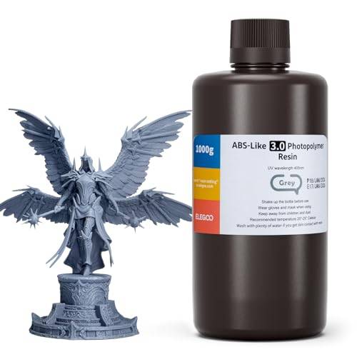 ELEGOO ABS-Like 3.0 3D Drucker Resin Grau 1000g, 405nm UV-Härtendes 3D Printer Harz mit Hoher Zugfestigkeit und Biegefestigkeit für MSLA/LCD/DLP 3D Drucker