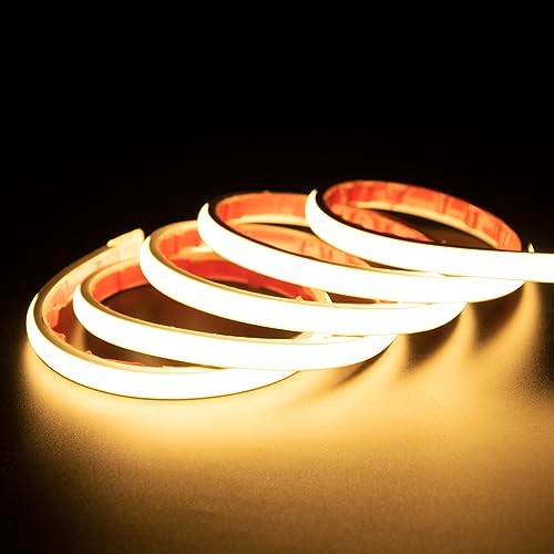 pcning Strips LED Lim 220V 5M IP67 Vattentät Light Strip med Plug, 5 meter COB Flexibel LED Strip Vit Gjuten för Utomhus Inomhus (Värme Vit, 5)