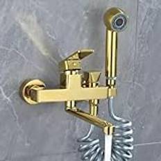 Köksblandare Väggmonterad Diskbänksblandare Guld Väggfäste Köksblandare Spinn Varmt och Kallt vatten Mässing Väggfäste Köksblandare Blandare-Guld