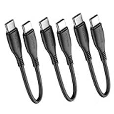 HOTNOW USB C till C-kabel 0,5 fot 3-pack, 6 tum USB-C 60 W snabbladdningssladdar för Samsung Galaxy S21/S21 S20+ Ultra, Note 20/10 Ultra, Air 2020, iPad Pro, Power Bank och andra typ c-enheter