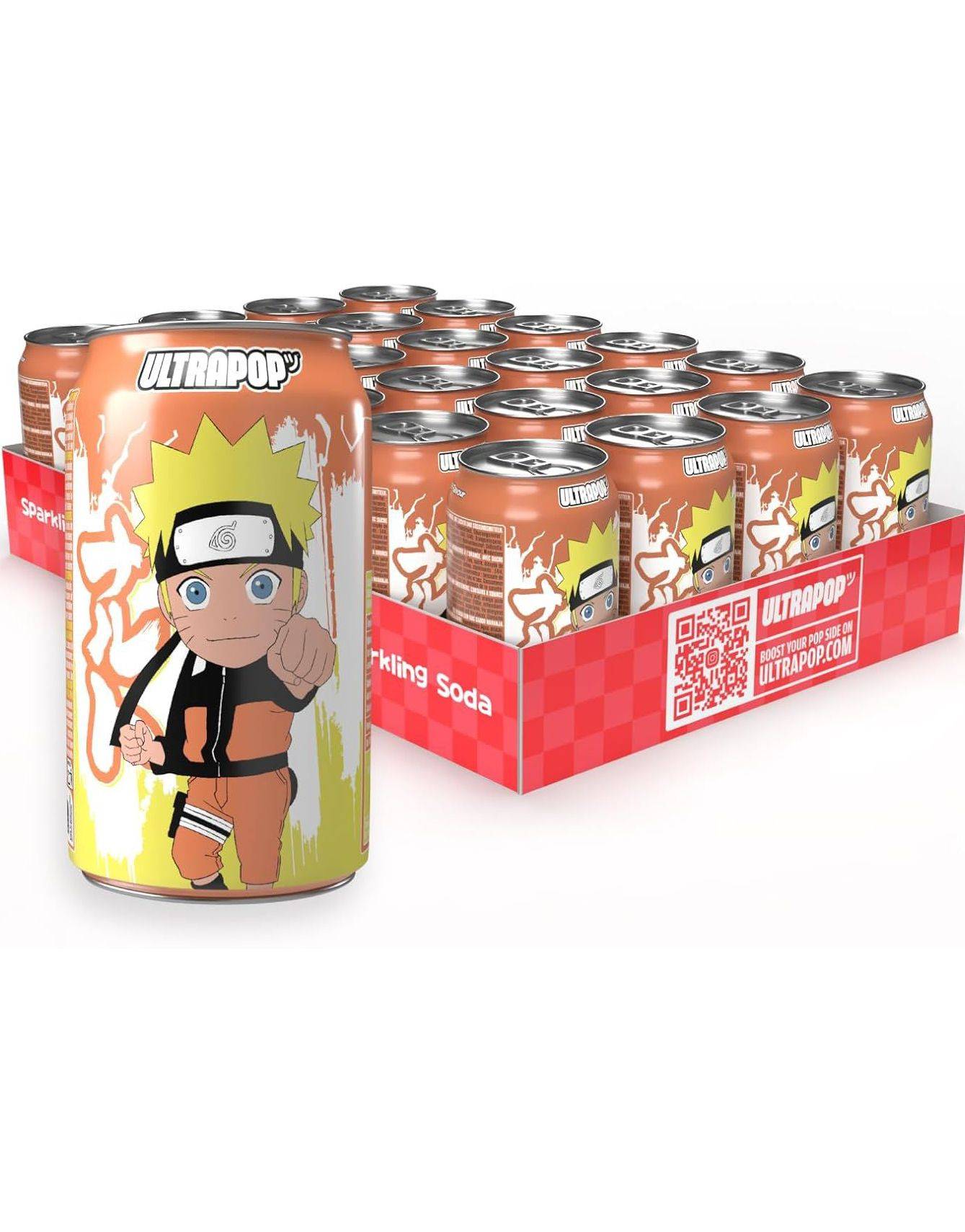 24 stk Naruto Orange Soda - Sodavand med Appelsinsmag - ULTRAPOP - Hel Karton 24x330 ml (Japan).