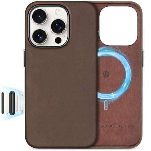 SHIELDON läderfodral för iPhone 16 Pro 6,3" 5G 2024, mörkbrun