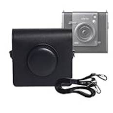 Kimyoaee Bärväska för Fujifilm Instax Wide Evo 2-i-1 Instant Film Kamerafodral Tillbehör, Läderväska med avtagbar axelrem, Svart