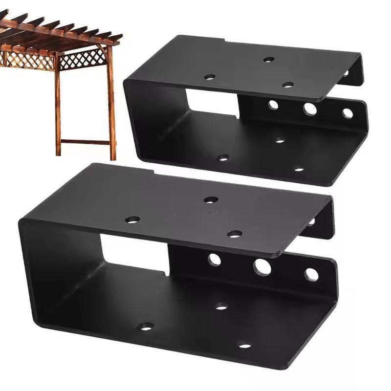 2x4 Balkskor Däckräcke Dolda Kopplingar Kraftiga Balkfästen Set om 2 Träarbete Bjälkstöd För Pergola Handräcke svart
