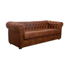 Chesterfield Deluxe bäddsoffa 3-sits - Bäddsoffa Brun Tyg