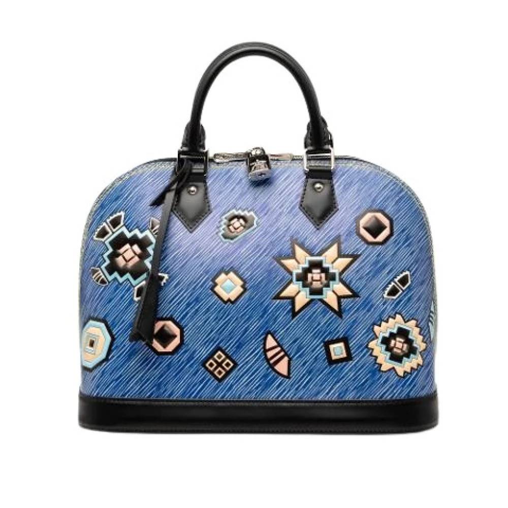 Louis Vuitton Vintage Pre-owned Denim Aztec Alma PM - Vintage - Dame - Blå - ONE SIZE - Denim