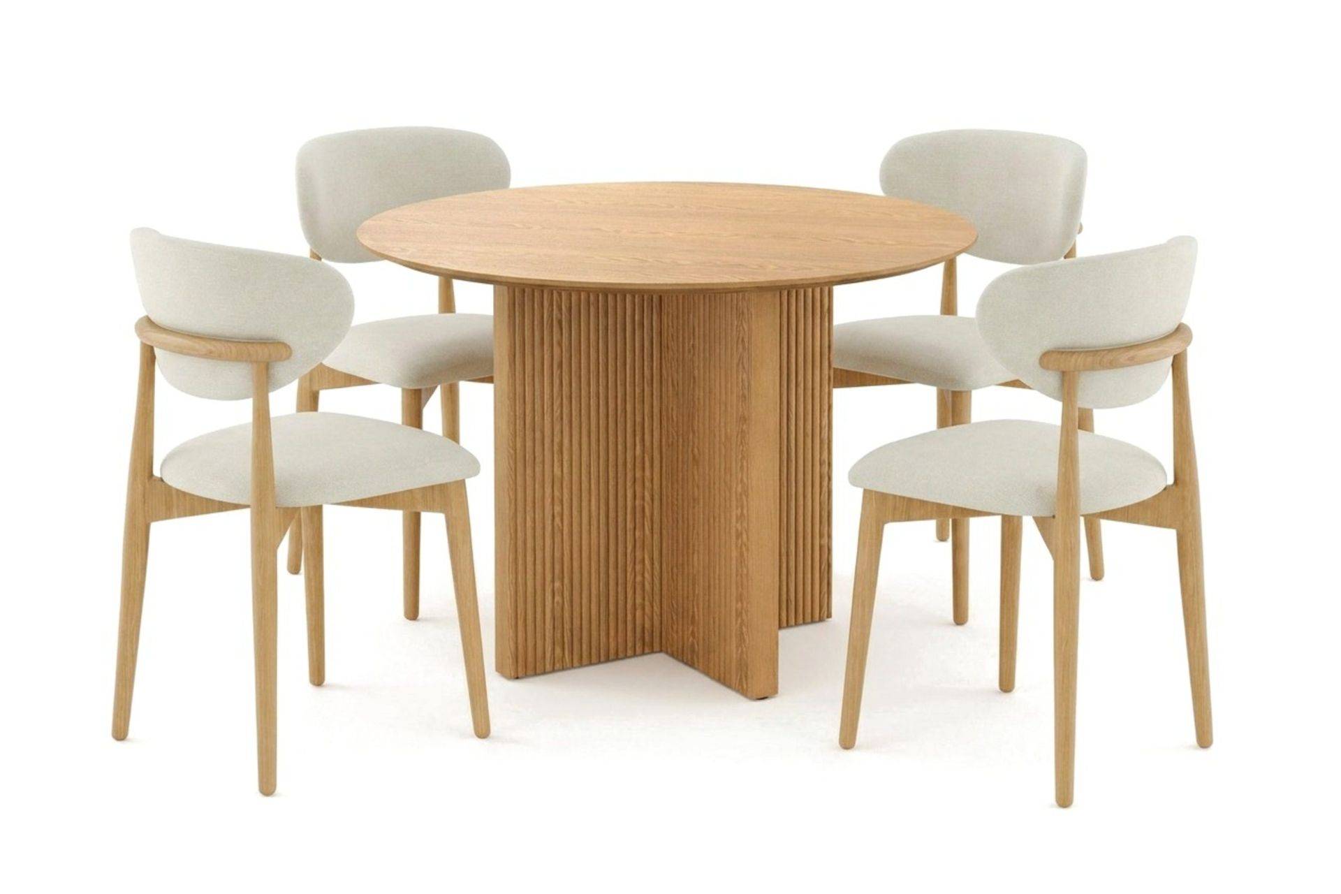 Edda Matgrupp runt 110 cm Ek med 4 Molly Matstolar - Brun Bark